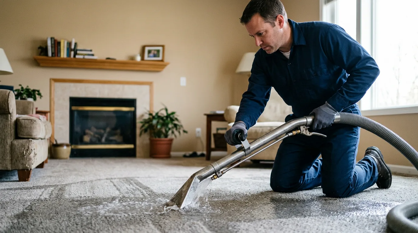 Water damage restoration technician working near Hesperia, CA